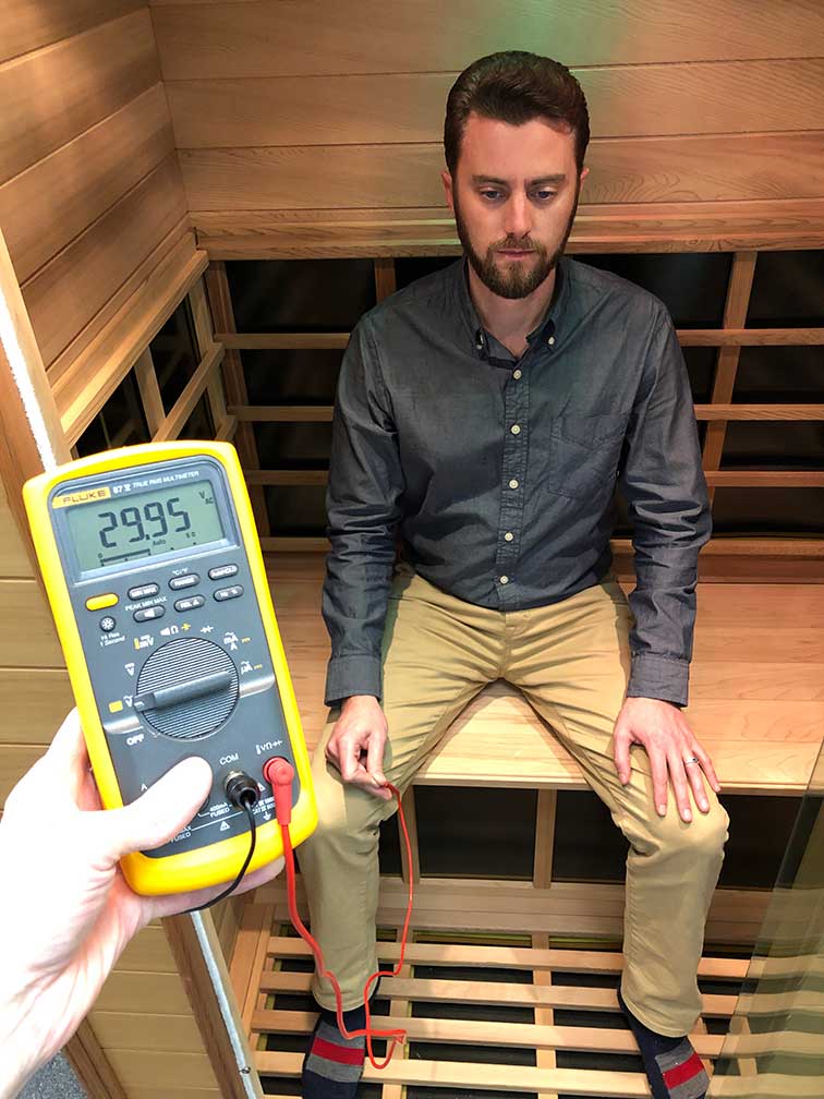 Body Voltage from a Typical Infrared Sauna