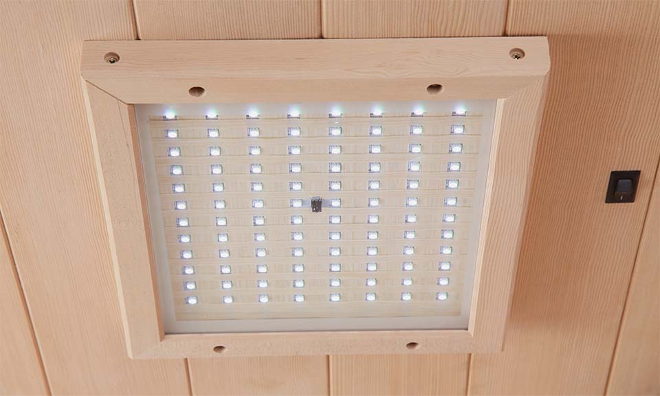 Light in Transcend TR-2 Sauna in Hemlock Wood