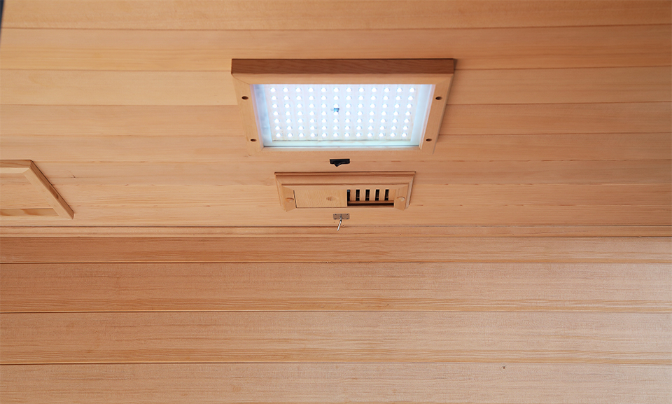 Lighting in Transcend TR-3 three person far infrared sauna far infrared sauna in Hemlock Wood